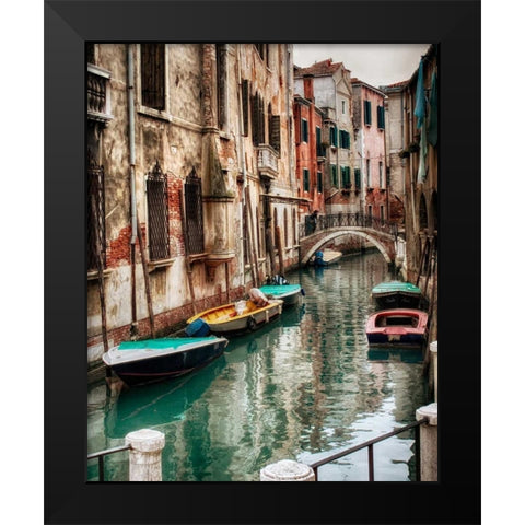 Six Boats Black Modern Wood Framed Art Print by Head, Danny