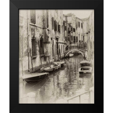 Six Boats Sepia Black Modern Wood Framed Art Print by Head, Danny