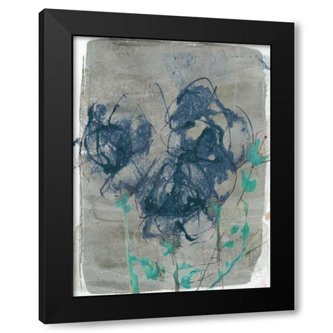 Floral Vignette I Black Modern Wood Framed Art Print with Double Matting by Goldberger, Jennifer