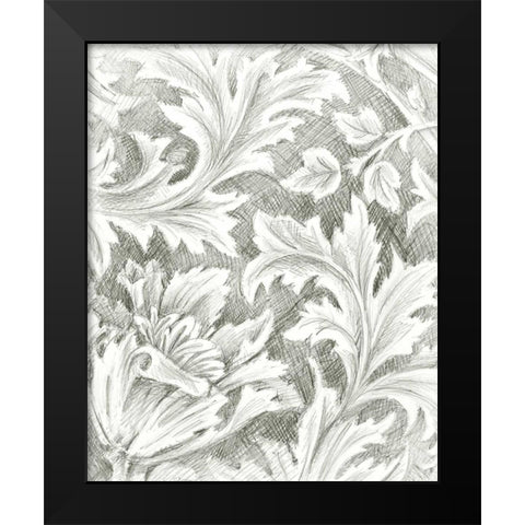 Floral Pattern Sketch II Black Modern Wood Framed Art Print by Harper, Ethan