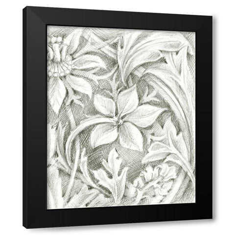 Floral Pattern Sketch III Black Modern Wood Framed Art Print with Double Matting by Harper, Ethan