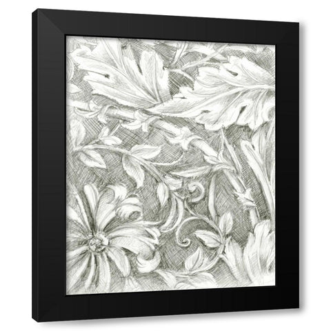 Floral Pattern Sketch IV Black Modern Wood Framed Art Print with Double Matting by Harper, Ethan