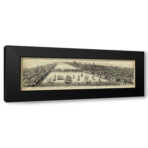 The East Prospect of London Black Modern Wood Framed Art Print by Unknown