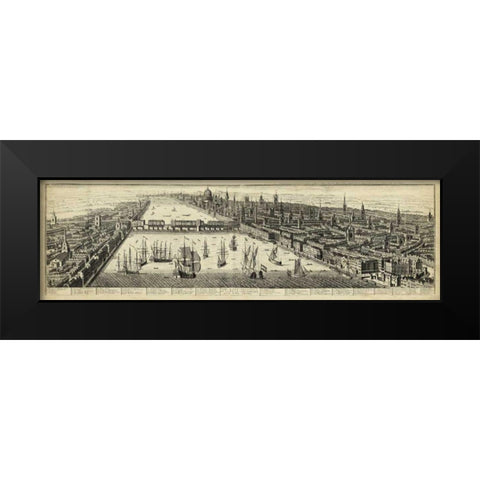 The East Prospect of London Black Modern Wood Framed Art Print by Unknown