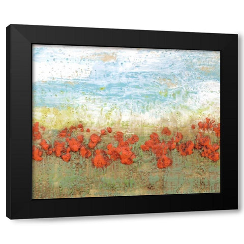 Coral Poppies I Black Modern Wood Framed Art Print with Double Matting by Goldberger, Jennifer