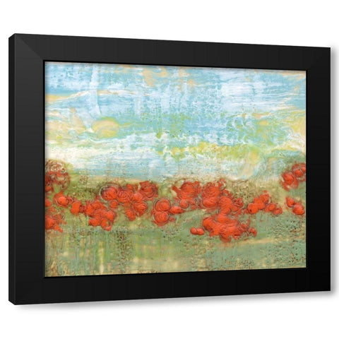 Coral Poppies II Black Modern Wood Framed Art Print by Goldberger, Jennifer