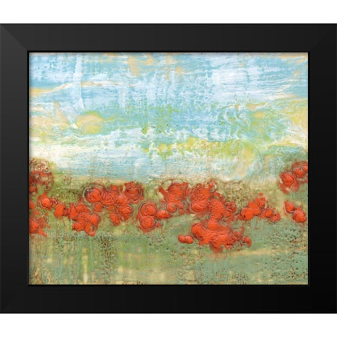 Coral Poppies II Black Modern Wood Framed Art Print by Goldberger, Jennifer