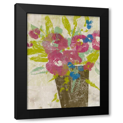 Bouquet Collage II Black Modern Wood Framed Art Print with Double Matting by Goldberger, Jennifer