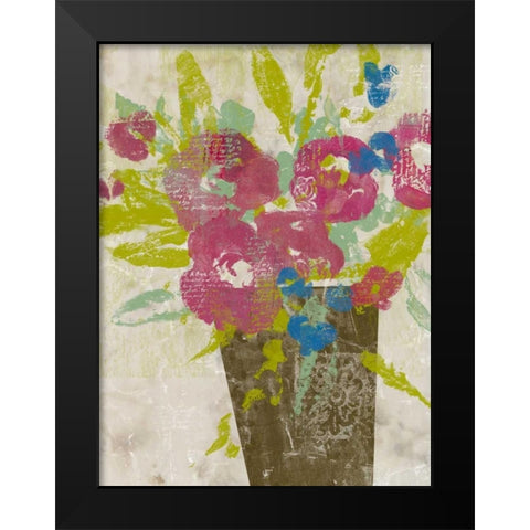 Bouquet Collage II Black Modern Wood Framed Art Print by Goldberger, Jennifer