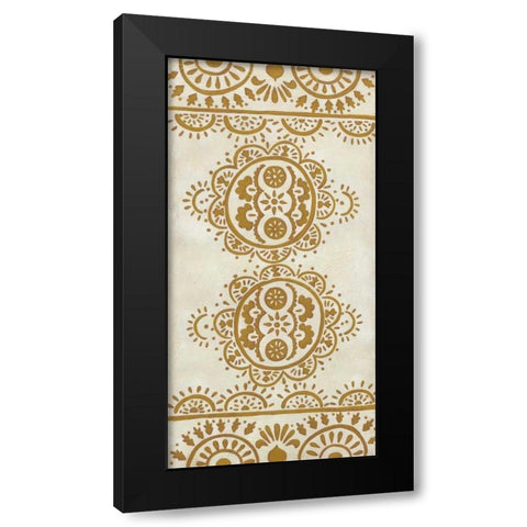 Ochre Embroidery II Black Modern Wood Framed Art Print with Double Matting by Zarris, Chariklia