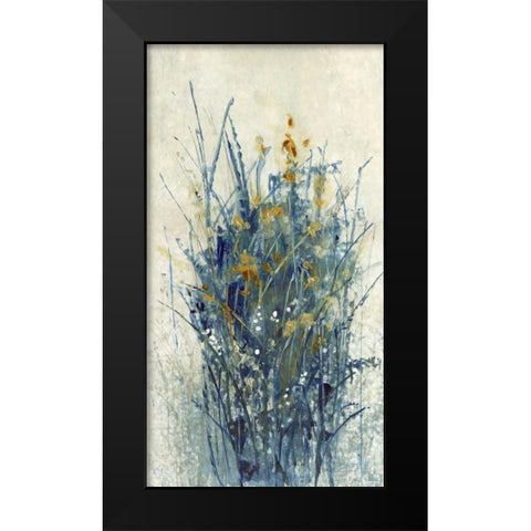 Indigo Floral I Black Modern Wood Framed Art Print by OToole, Tim