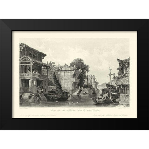 Scenes in China I Black Modern Wood Framed Art Print by Allom, T.