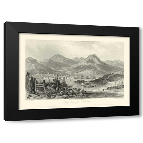 Scenes in China IV Black Modern Wood Framed Art Print with Double Matting by Allom, T.