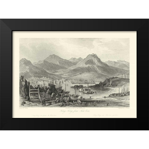 Scenes in China IV Black Modern Wood Framed Art Print by Allom, T.