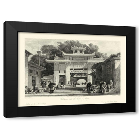 Scenes in China V Black Modern Wood Framed Art Print with Double Matting by Allom, T.