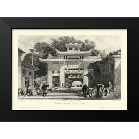 Scenes in China V Black Modern Wood Framed Art Print by Allom, T.