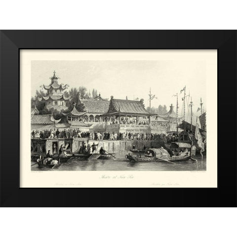 Scenes in China VII Black Modern Wood Framed Art Print by Allom, T.