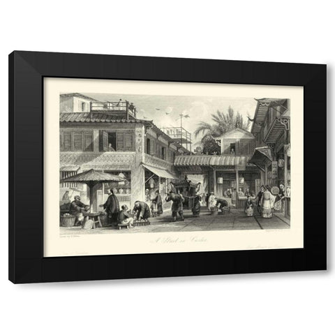 Scenes in China VIII Black Modern Wood Framed Art Print with Double Matting by Allom, T.