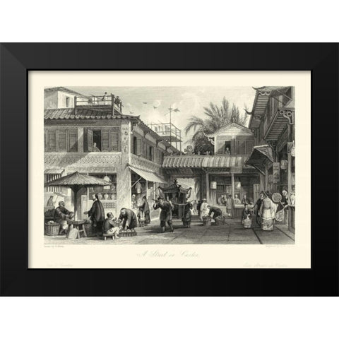 Scenes in China VIII Black Modern Wood Framed Art Print by Allom, T.