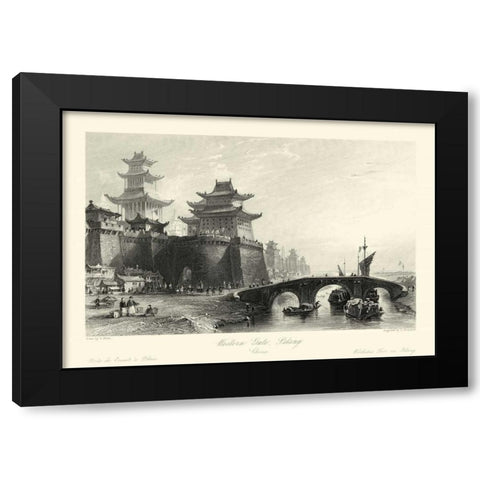 Scenes in China IX Black Modern Wood Framed Art Print by Allom, T.