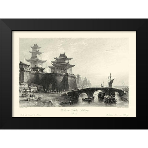 Scenes in China IX Black Modern Wood Framed Art Print by Allom, T.