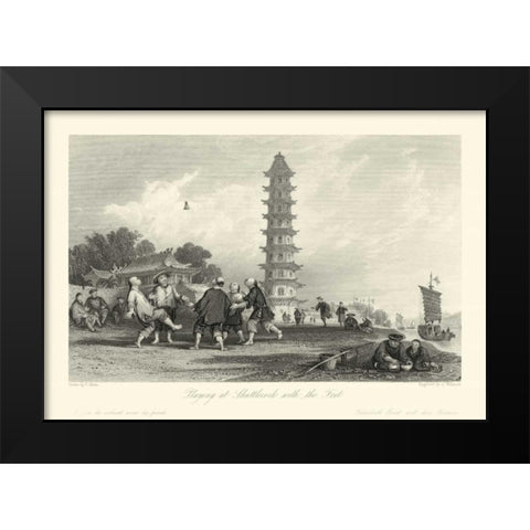 Scenes in China X Black Modern Wood Framed Art Print by Allom, T.