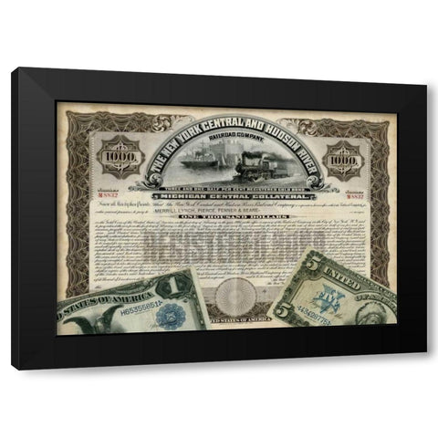 Antique Stock Certificate I Black Modern Wood Framed Art Print by Vision Studio