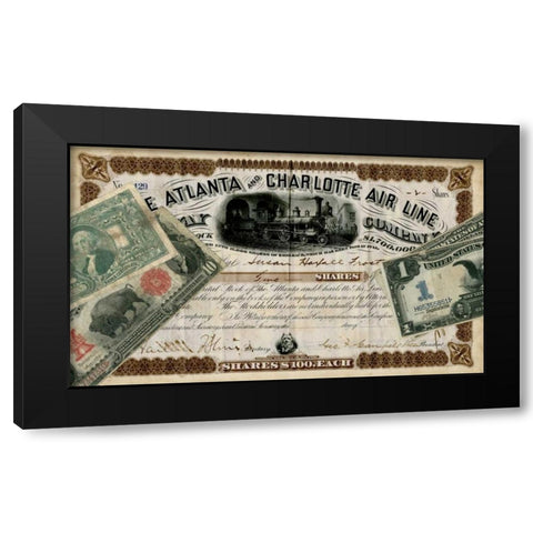 Antique Stock Certificate IV Black Modern Wood Framed Art Print with Double Matting by Vision Studio