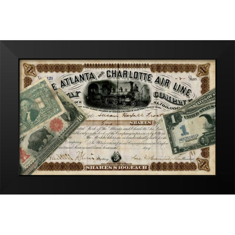 Antique Stock Certificate IV Black Modern Wood Framed Art Print by Vision Studio