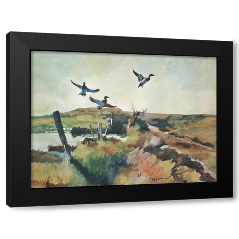 The Alarm Black Modern Wood Framed Art Print by Mason, Roy M.