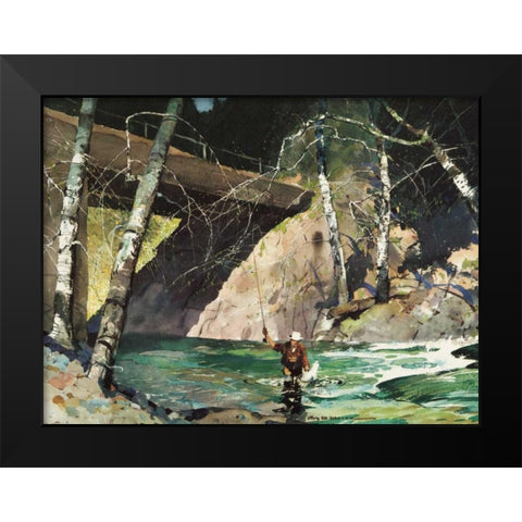 Fishing Retreat I Black Modern Wood Framed Art Print by Mason, Roy M.