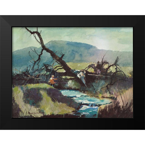 Fishing Retreat III Black Modern Wood Framed Art Print by Mason, Roy M.