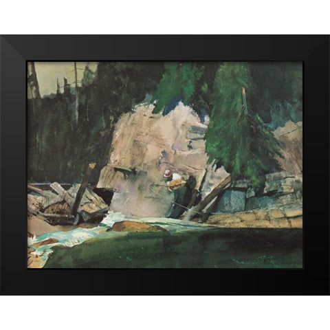 Fishing Retreat IV Black Modern Wood Framed Art Print by Mason, Roy M.