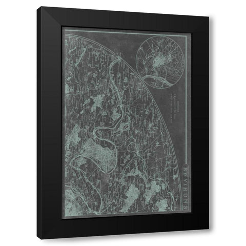 Map of Paris Grid I Black Modern Wood Framed Art Print with Double Matting by Vision Studio