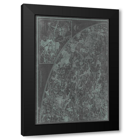 Map of Paris Grid III Black Modern Wood Framed Art Print with Double Matting by Vision Studio