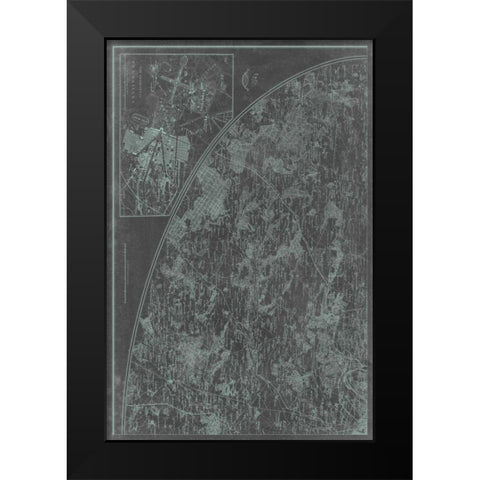Map of Paris Grid III Black Modern Wood Framed Art Print by Vision Studio