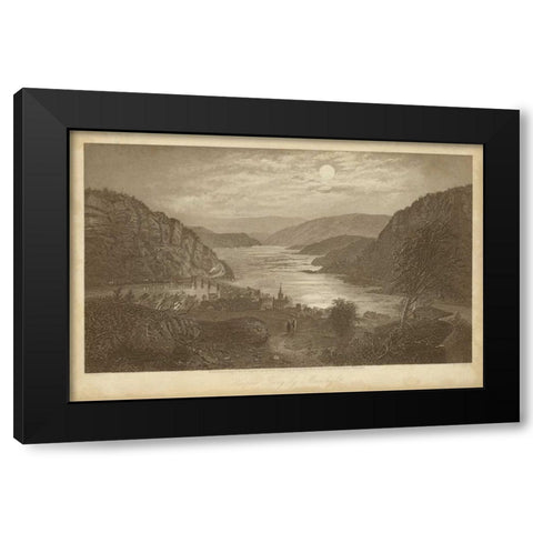Harpers Ferry by Moonlight Black Modern Wood Framed Art Print by R. Hinshelwood