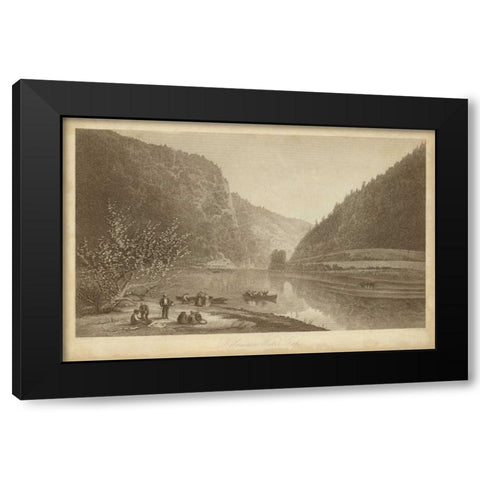 Delaware Water Gap Black Modern Wood Framed Art Print with Double Matting by R. Hinshelwood