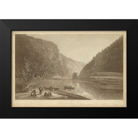 Delaware Water Gap Black Modern Wood Framed Art Print by R. Hinshelwood