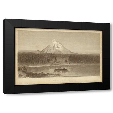 Mount Hood from Columbia Black Modern Wood Framed Art Print by R. Hinshelwood