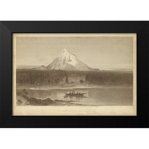 Mount Hood from Columbia Black Modern Wood Framed Art Print by R. Hinshelwood