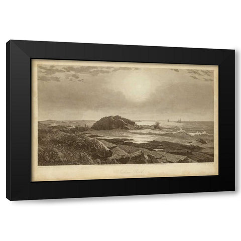 Indian Rock Black Modern Wood Framed Art Print by R. Hinshelwood