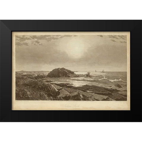 Indian Rock Black Modern Wood Framed Art Print by R. Hinshelwood