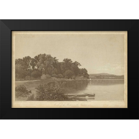 Mouth of the Moodna on the Hudson Black Modern Wood Framed Art Print by R. Hinshelwood