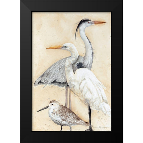 Watercolor Waterbirds I Black Modern Wood Framed Art Print by Meagher, Megan