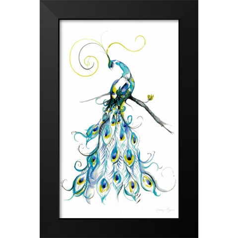 Aquarelle Peacock II Black Modern Wood Framed Art Print by Goldberger, Jennifer