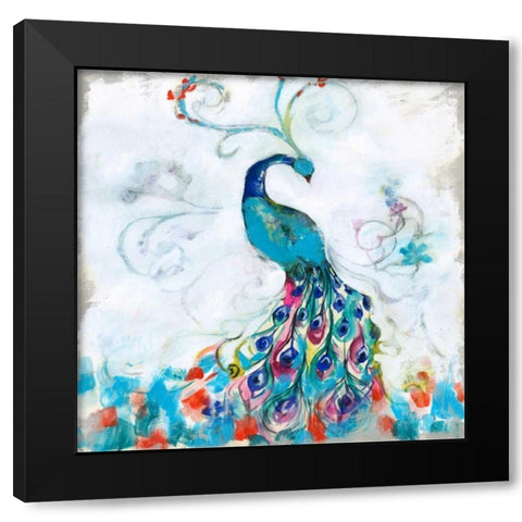 Confetti Peacock I Black Modern Wood Framed Art Print by Goldberger, Jennifer