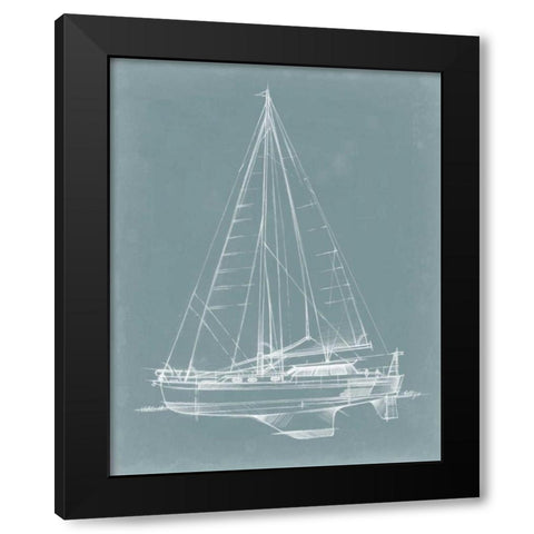 Yacht Sketches I Black Modern Wood Framed Art Print by Harper, Ethan