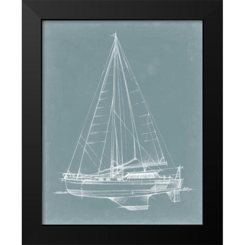 Yacht Sketches I Black Modern Wood Framed Art Print by Harper, Ethan