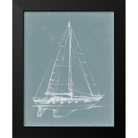Yacht Sketches II Black Modern Wood Framed Art Print by Harper, Ethan
